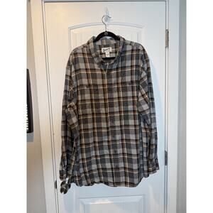 Duluth Slim Fit Men's Flannel Work Shirt Size 2XL T Tall 100% Cotton Gray